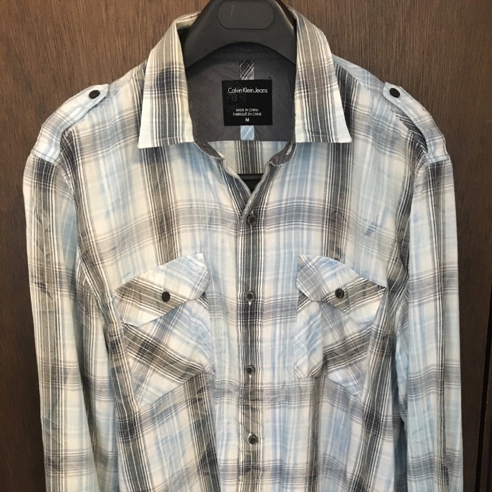 %% Calvin Klein Plaid Men's Shirt Button Up Top  M
